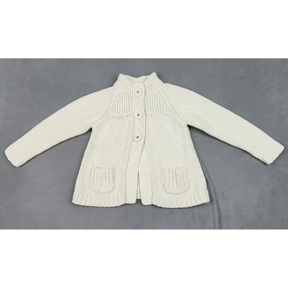Oshkosh Girl Cardigan Sweater 24M White Knit School Girl Preppy Academia Winter